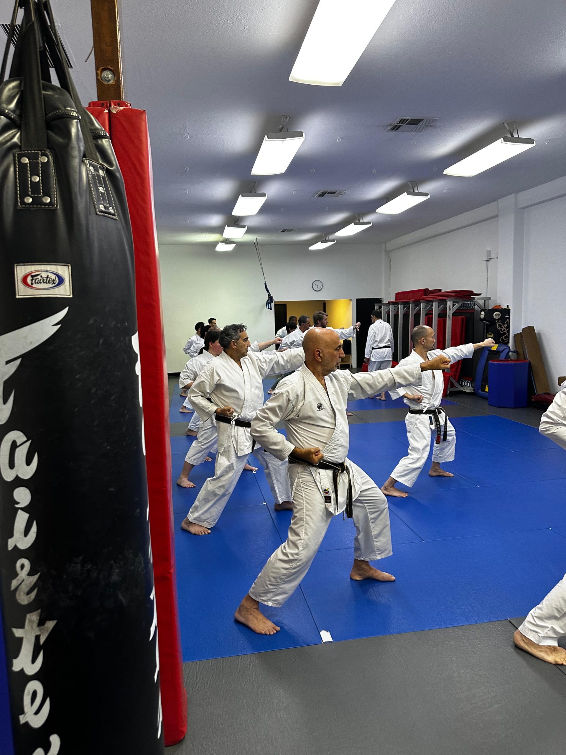 Adult karate class training at Rokah Karate